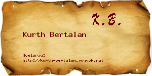 Kurth Bertalan névjegykártya